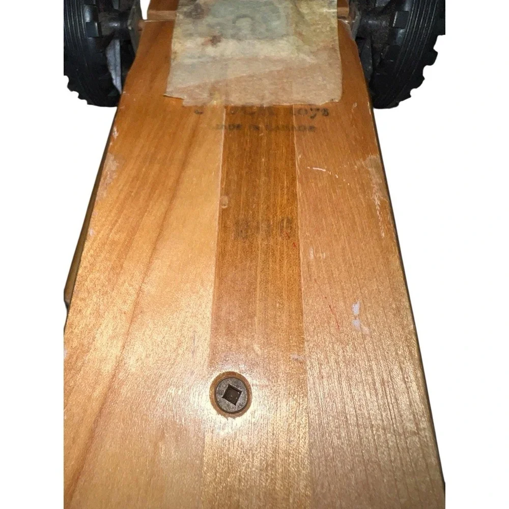 Vintage Wooden Dump Truck Blue Cab 10